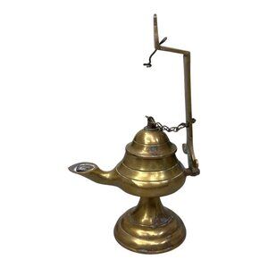 Vintage Brass Betty Oil Lamp Hanging Antique Collectible Miners Nautical Ship 6"